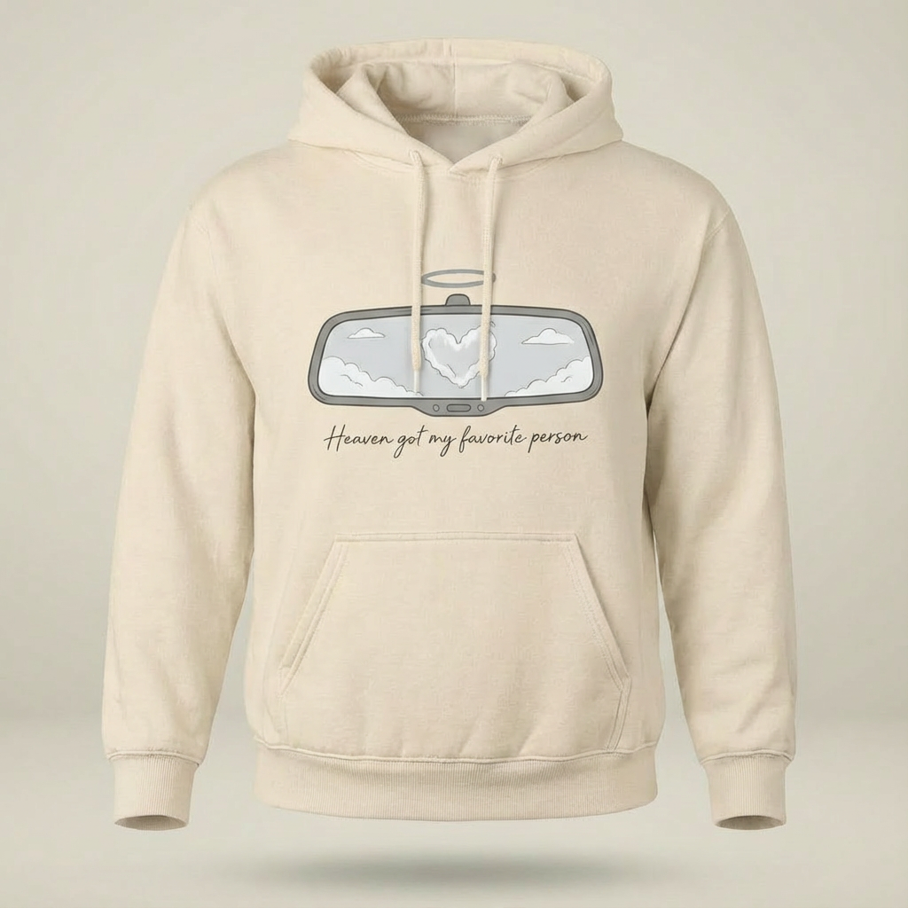 Amina Monae Heaven Got My Favorite Person hoodie featuring rearview mirror cloud design memorial streetwear